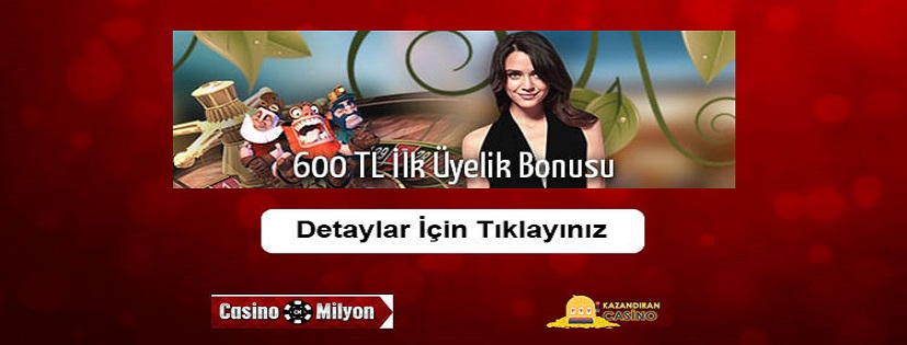 Casinomilyon Hoşgeldin Bonusu 600 TL Oldu