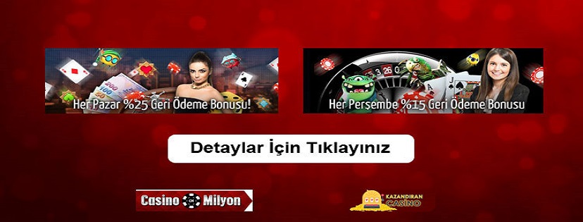 casinomilyon iade Bonusları