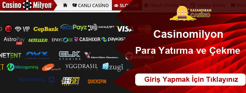 Casinomilyon Para Yatırma ve Para Çekme