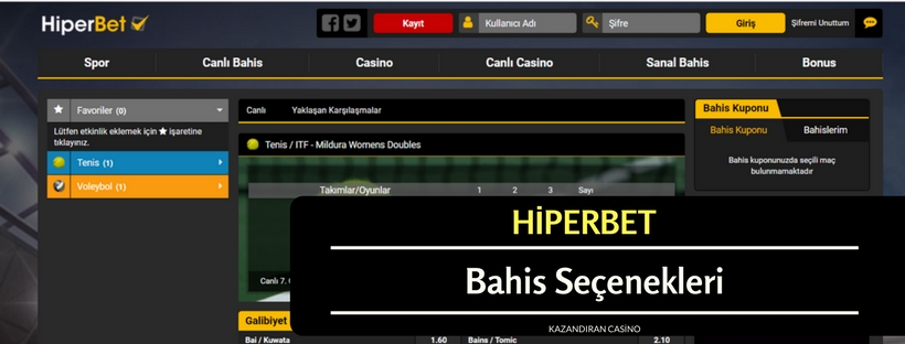 Hiperbet Bahis Seçenekleri
