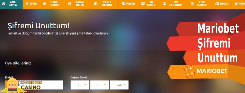 Mariobet Şifremi Unuttum