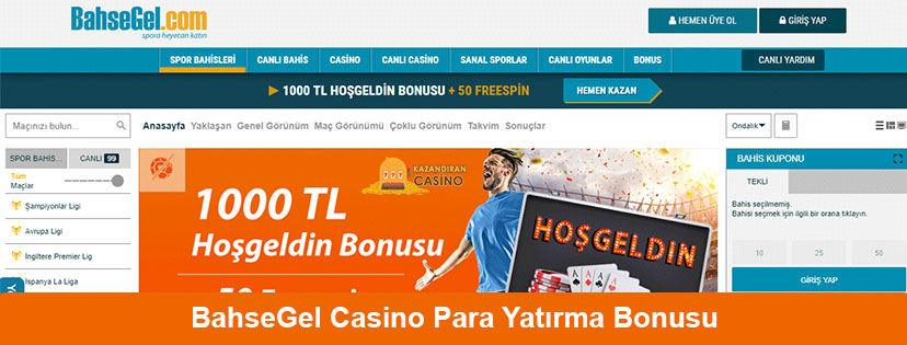 BahseGel Casino Para Yatırma Bonusu